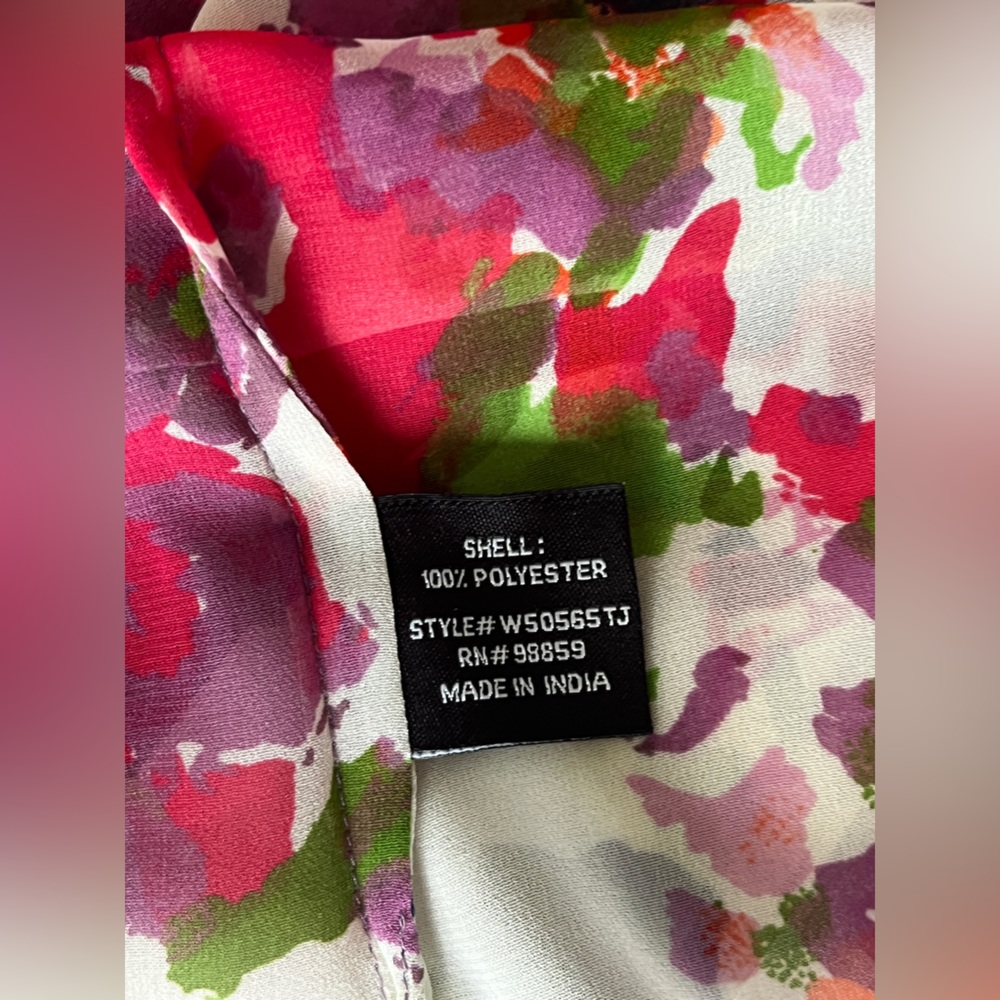 Walter Baker W118 Size L multicolor Floral Sheer Button Up Top Career - Picture 9 of 14